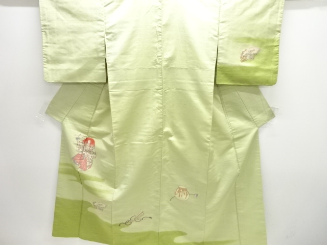 JAPANESE KIMONO / ANTIQUE KIMONO / SILK / FUSHI TSUMUGI / WOVEN KABUKI PATTERN